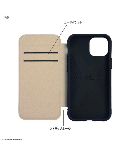 SNOOPY×OLD BETTY'S(スヌーピーカケルオールドベティーズ)の「SNG611 iPhone13mini/12mini ピーナッツllllfit Flip(スマホケース/カバー・レディース・ベージュ/ブラック・FREE)」の6枚目の写真