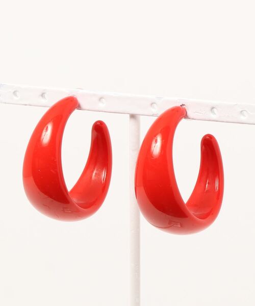 Fun & Daily（ファンアンドデイリー）の「F&D : カラーカールピアス（ピアス（両耳用）・レディース・ホワイト/ブラック/レッド/ターコイズブルー/オレンジ/グリーン・FREE）」の5枚目の写真