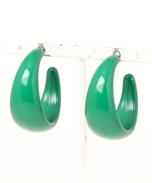 Fun & Daily（ファンアンドデイリー）の「F&D : カラーカールピアス（ピアス（両耳用）・レディース・ホワイト/ブラック/レッド/ターコイズブルー/オレンジ/グリーン・FREE）」の3枚目の写真