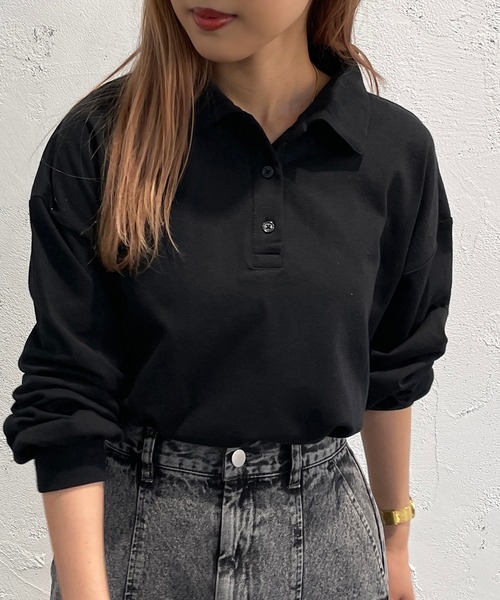 apres jour mignon(アプレジュールミニョン)の「ポロTシャツ【ZOZOTOWN限定アイテム】(シャツ/ブラウス・レディース・ブラック/ナチュラル/グリーン・フリー/X-LARGE)」の4枚目の写真