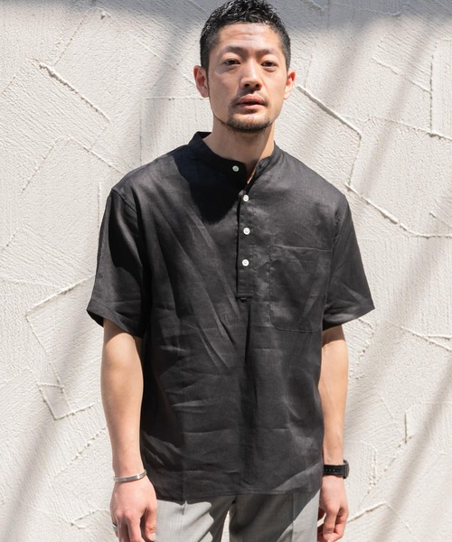 URBAN RESEARCH ROSSO MEN(アーバンリサーチロッソメン)の「『XLサイズあり』リネンヘンリーネックシャツ(シャツ/ブラウス・メンズ・ベージュ/モカ/ブラック・X-LARGE/LARGE/MEDIUM)」の2枚目の写真