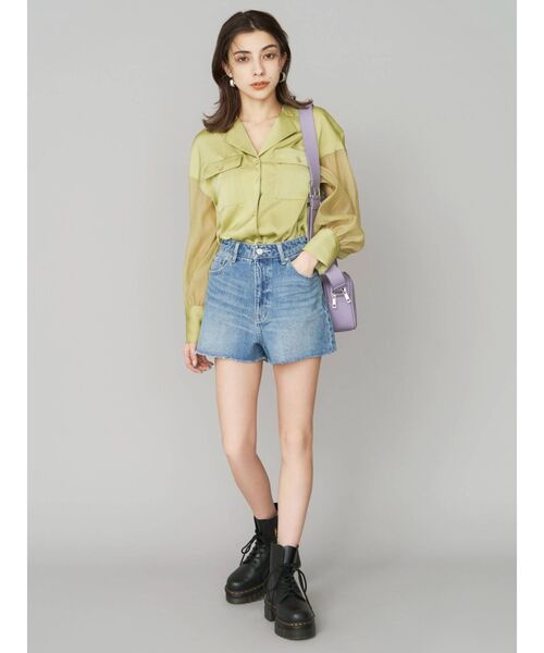 EVRIS（エヴリス）の「BASICデニムショートパンツ（デニムパンツ・レディース・ブラック/ライトブルー/ベージュ・SMALL/MEDIUM）」の7枚目の写真