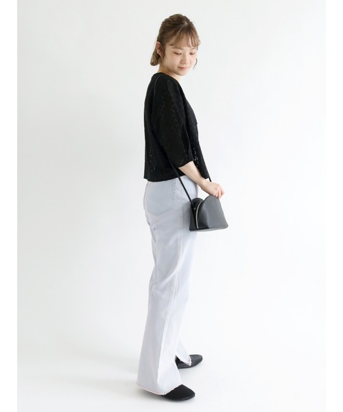 ehka sopo(エヘカソポ)の「裾スリットデニムパンツ(デニムパンツ・レディース・ネイビー/ブラック/サックスブルー・フリ-)」の7枚目の写真