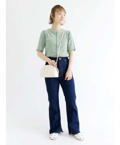 ehka sopo(エヘカソポ)の「裾スリットデニムパンツ(デニムパンツ・レディース・ネイビー/ブラック/サックスブルー・フリ-)」の8枚目の写真