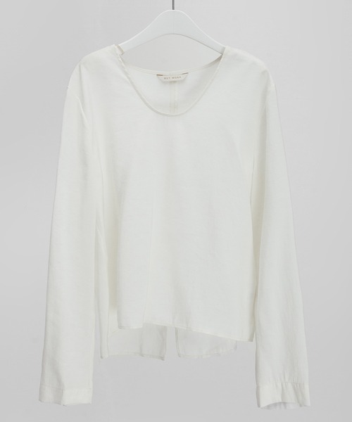 MUYMONA(ムイモナ)の「Back slit loose rayon blouse mmw22s002【MUYMONA】【2022SS】(シャツ/ブラウス・レディース・ブラック/ライトグリーン/ライトピンク/アイボリー・FREE)」の5枚目の写真