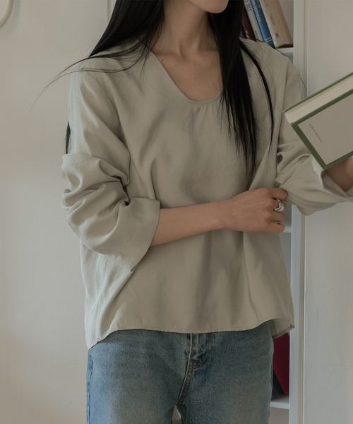 MUYMONA(ムイモナ)の「Back slit loose rayon blouse mmw22s002【MUYMONA】【2022SS】(シャツ/ブラウス・レディース・ブラック/ライトグリーン/ライトピンク/アイボリー・FREE)」の22枚目の写真