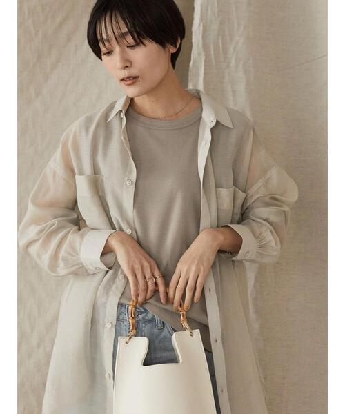 AMERICAN HOLIC（アメリカンホリック）の「シアーWポケットシャツ（シャツ/ブラウス・レディース・チャコールグレー/ライトグレー/キャメル/ストライプ・M/L）」の10枚目の写真