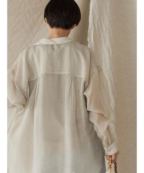 AMERICAN HOLIC（アメリカンホリック）の「シアーWポケットシャツ（シャツ/ブラウス・レディース・チャコールグレー/ライトグレー/キャメル/ストライプ・M/L）」の12枚目の写真