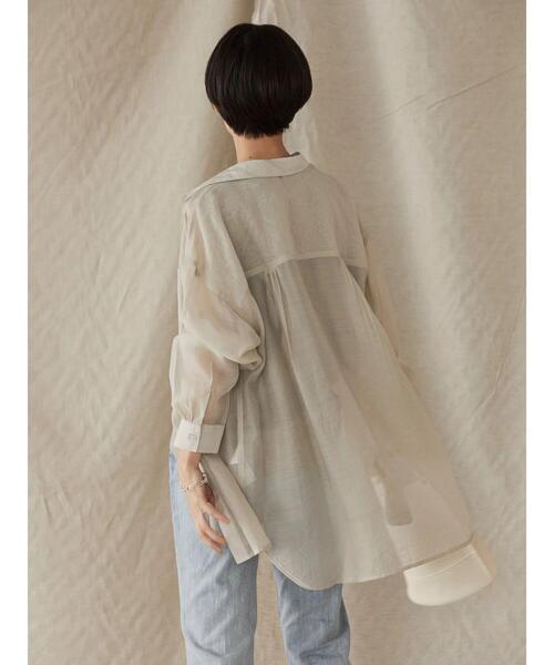 AMERICAN HOLIC（アメリカンホリック）の「シアーWポケットシャツ（シャツ/ブラウス・レディース・チャコールグレー/ライトグレー/キャメル/ストライプ・M/L）」の13枚目の写真