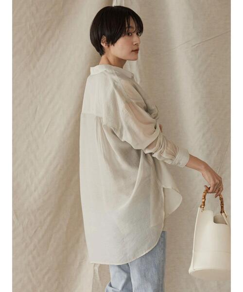 AMERICAN HOLIC（アメリカンホリック）の「シアーWポケットシャツ（シャツ/ブラウス・レディース・チャコールグレー/ライトグレー/キャメル/ストライプ・M/L）」の14枚目の写真