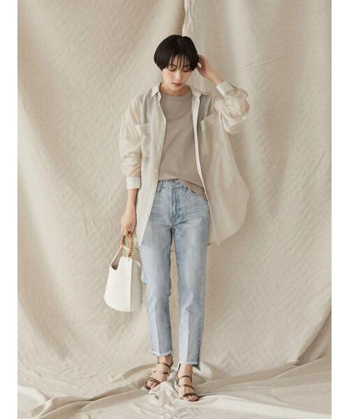 AMERICAN HOLIC（アメリカンホリック）の「シアーWポケットシャツ（シャツ/ブラウス・レディース・チャコールグレー/ライトグレー/キャメル/ストライプ・M/L）」の17枚目の写真