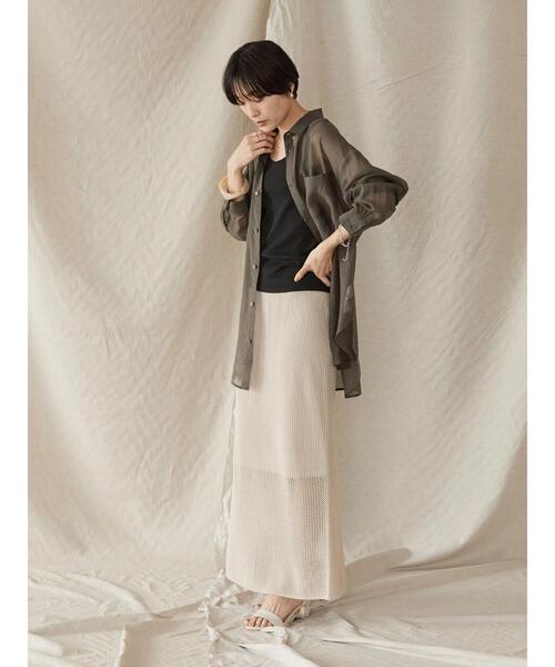 AMERICAN HOLIC（アメリカンホリック）の「シアーWポケットシャツ（シャツ/ブラウス・レディース・チャコールグレー/ライトグレー/キャメル/ストライプ・M/L）」の22枚目の写真