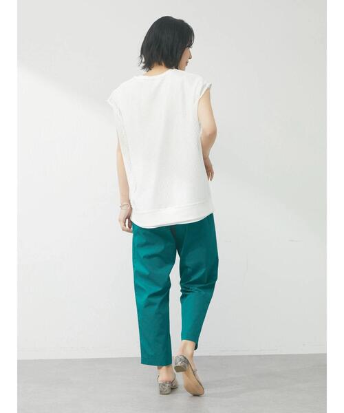 Green　Parks（グリーンパークス）の「フレンチスリーブワンポイントロゴTシャツ（Tシャツ/カットソー・レディース・ネイビー/ブラウン/オフホワイト・FREE）」の21枚目の写真