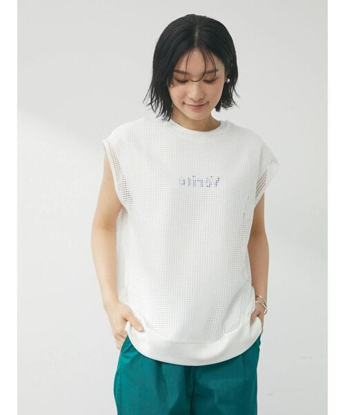 Green　Parks（グリーンパークス）の「フレンチスリーブワンポイントロゴTシャツ（Tシャツ/カットソー・レディース・ネイビー/ブラウン/オフホワイト・FREE）」の22枚目の写真