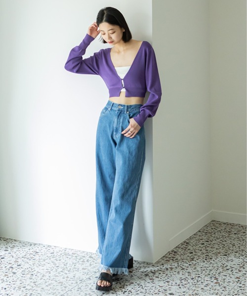 U by SPICK&SPAN（ユーバイスピックアンドスパン）の「タイトミニカーディガン（カーディガン/ボレロ・レディース・ブラック/パープル/ブラウン/グリーン・FREE）」の20枚目の写真