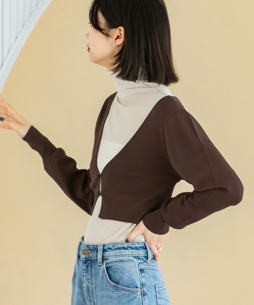 U by SPICK&SPAN（ユーバイスピックアンドスパン）の「タイトミニカーディガン（カーディガン/ボレロ・レディース・ブラック/パープル/ブラウン/グリーン・FREE）」の13枚目の写真