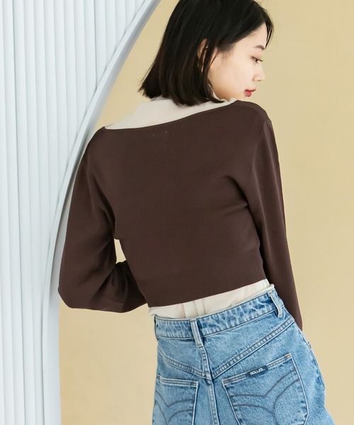 U by SPICK&SPAN（ユーバイスピックアンドスパン）の「タイトミニカーディガン（カーディガン/ボレロ・レディース・ブラック/パープル/ブラウン/グリーン・FREE）」の14枚目の写真