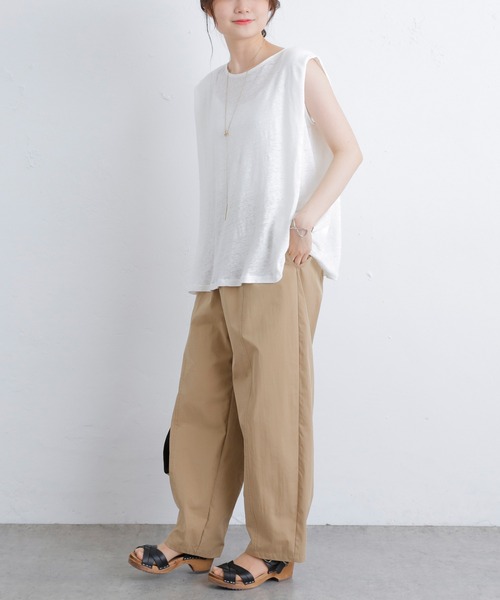 PUAL CE CIN(ピュアルセシン)の「ラミーリネン天竺カットソーノースリーブ(Tシャツ/カットソー・レディース・ホワイト/ブラック/グレー/ブルー・FREE)」の14枚目の写真