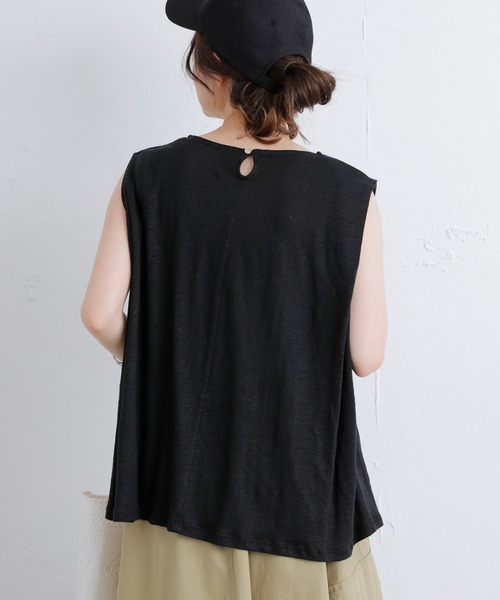 PUAL CE CIN(ピュアルセシン)の「ラミーリネン天竺カットソーノースリーブ(Tシャツ/カットソー・レディース・ホワイト/ブラック/グレー/ブルー・FREE)」の13枚目の写真