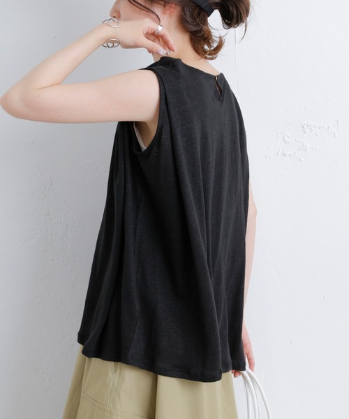 PUAL CE CIN(ピュアルセシン)の「ラミーリネン天竺カットソーノースリーブ(Tシャツ/カットソー・レディース・ホワイト/ブラック/グレー/ブルー・FREE)」の12枚目の写真