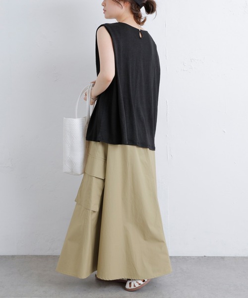 PUAL CE CIN(ピュアルセシン)の「ラミーリネン天竺カットソーノースリーブ(Tシャツ/カットソー・レディース・ホワイト/ブラック/グレー/ブルー・FREE)」の17枚目の写真