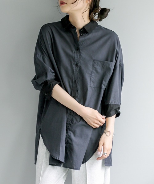 PUAL CE CIN（ピュアルセシン）の「クレリック ブラウス（シャツ/ブラウス・レディース・ベージュ/スミクロ/ブルー系/イエロー系・FREE）」の2枚目の写真