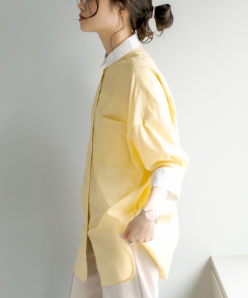 PUAL CE CIN（ピュアルセシン）の「クレリック ブラウス（シャツ/ブラウス・レディース・ベージュ/スミクロ/ブルー系/イエロー系・FREE）」の16枚目の写真