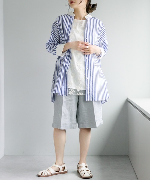 PUAL CE CIN（ピュアルセシン）の「クレリック ブラウス（シャツ/ブラウス・レディース・ベージュ/スミクロ/ブルー系/イエロー系・FREE）」の22枚目の写真