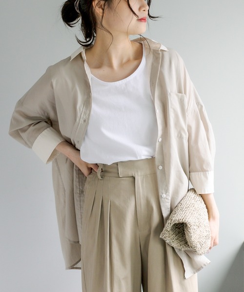 PUAL CE CIN（ピュアルセシン）の「クレリック ブラウス（シャツ/ブラウス・レディース・ベージュ/スミクロ/ブルー系/イエロー系・FREE）」の8枚目の写真