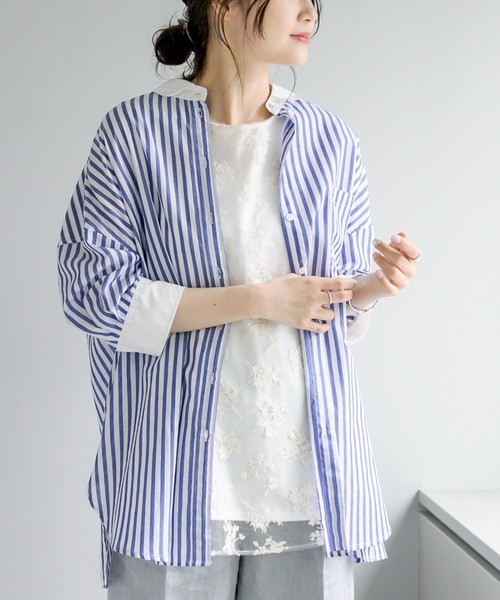 PUAL CE CIN（ピュアルセシン）の「クレリック ブラウス（シャツ/ブラウス・レディース・ベージュ/スミクロ/ブルー系/イエロー系・FREE）」の10枚目の写真