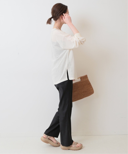 SLOBE IENAホワイト ピンタックセミフレアパンツ SLOBE IENA パンツ 「4サイズ展開/WEB限定/追加」ピンタック