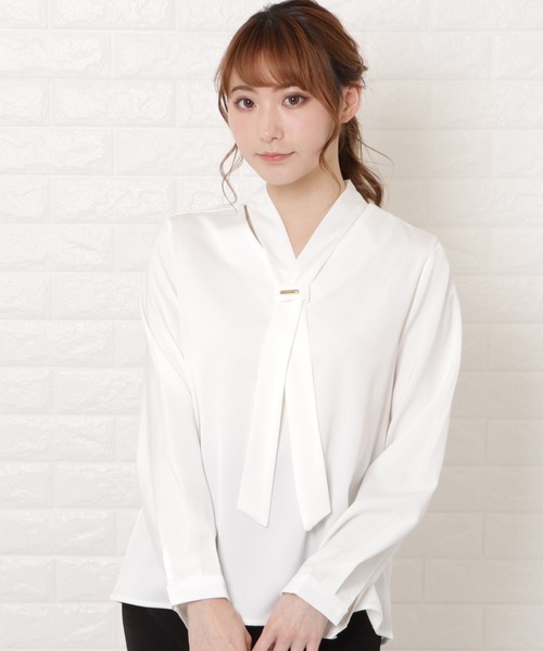Lace Ladies(レースレディース)の「ボウタイシフォンブラウス(シャツ/ブラウス・レディース・ホワイト・XL/L/M/S)」の3枚目の写真
