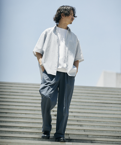 JOURNAL STANDARD relume(ジャーナルスタンダード レリューム)の「Ripstop サッカーワイドイージーパンツ(その他パンツ・メンズ・ブラック/ベージュ/グレー/サックスブルー・MEDIUM/LARGE)」の3枚目の写真