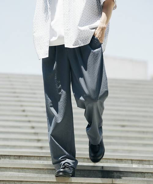 JOURNAL STANDARD relume(ジャーナルスタンダード レリューム)の「Ripstop サッカーワイドイージーパンツ(その他パンツ・メンズ・ブラック/ベージュ/グレー/サックスブルー・MEDIUM/LARGE)」の7枚目の写真