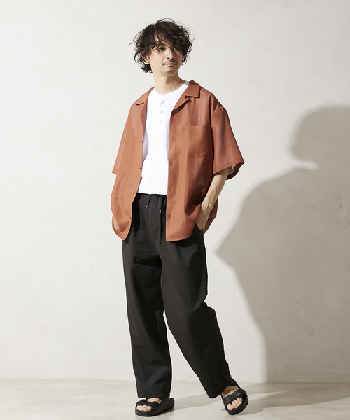 JOURNAL STANDARD relume(ジャーナルスタンダード レリューム)の「Ripstop サッカーワイドイージーパンツ(その他パンツ・メンズ・ブラック/ベージュ/グレー/サックスブルー・MEDIUM/LARGE)」の21枚目の写真