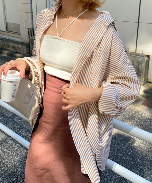 archives（アルシーヴ）の「コードストラップ短丈キャミソール（キャミソール・レディース・ブラック/パープル/アイボリー/ターコイズブルー/グリーン/ブルーグレー・MEDIUM）」の2枚目の写真