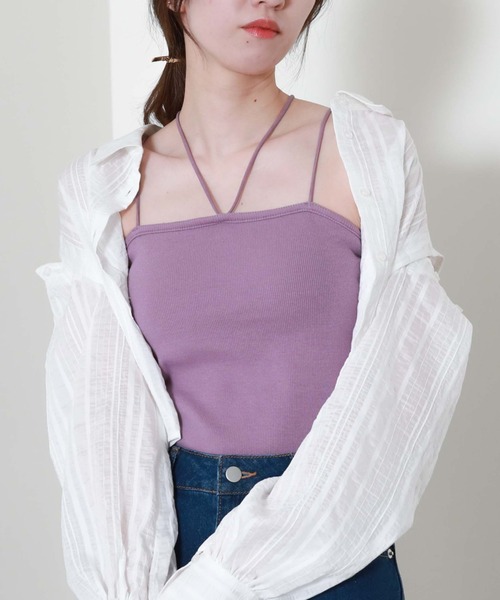 archives（アルシーヴ）の「コードストラップ短丈キャミソール（キャミソール・レディース・ブラック/パープル/アイボリー/ターコイズブルー/グリーン/ブルーグレー・MEDIUM）」の20枚目の写真