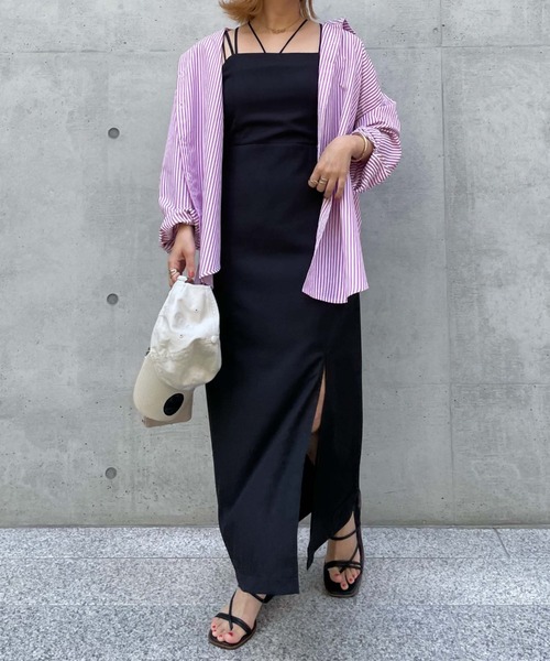 archives（アルシーヴ）の「コードストラップ短丈キャミソール（キャミソール・レディース・ブラック/パープル/アイボリー/ターコイズブルー/グリーン/ブルーグレー・MEDIUM）」の15枚目の写真