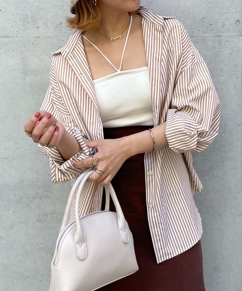 archives（アルシーヴ）の「コードストラップ短丈キャミソール（キャミソール・レディース・ブラック/パープル/アイボリー/ターコイズブルー/グリーン/ブルーグレー・MEDIUM）」の8枚目の写真