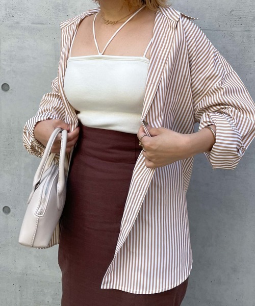 archives（アルシーヴ）の「コードストラップ短丈キャミソール（キャミソール・レディース・ブラック/パープル/アイボリー/ターコイズブルー/グリーン/ブルーグレー・MEDIUM）」の9枚目の写真