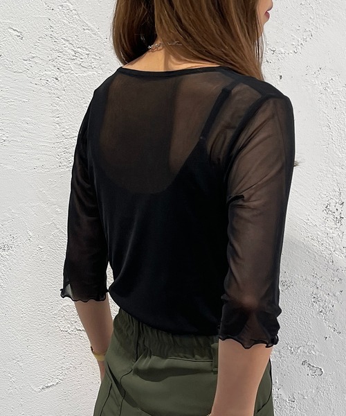 apres jour mignon(アプレジュールミニョン)の「クルーネックシアーインナー【ZOZOTOWN限定アイテム】(Tシャツ/カットソー・レディース・ピンク/オレンジ/パープル/ライトグレー/グリーン/ライトブルー/ブラック・X-LARGE/フリー)」の10枚目の写真