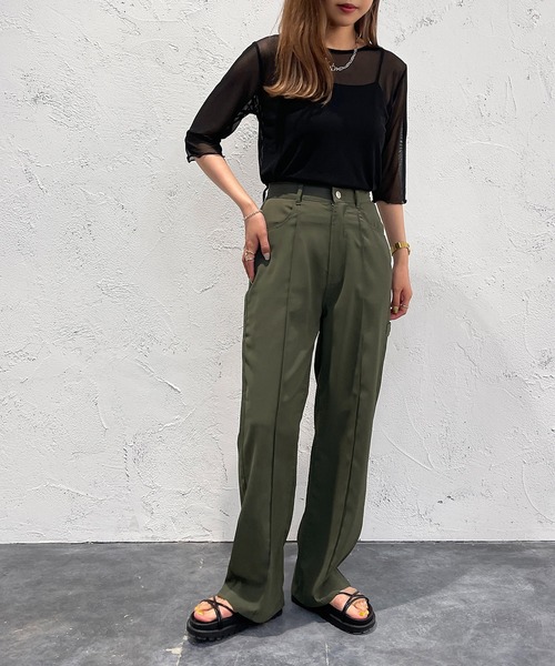 apres jour mignon(アプレジュールミニョン)の「クルーネックシアーインナー【ZOZOTOWN限定アイテム】(Tシャツ/カットソー・レディース・ピンク/オレンジ/パープル/ライトグレー/グリーン/ライトブルー/ブラック・X-LARGE/フリー)」の11枚目の写真