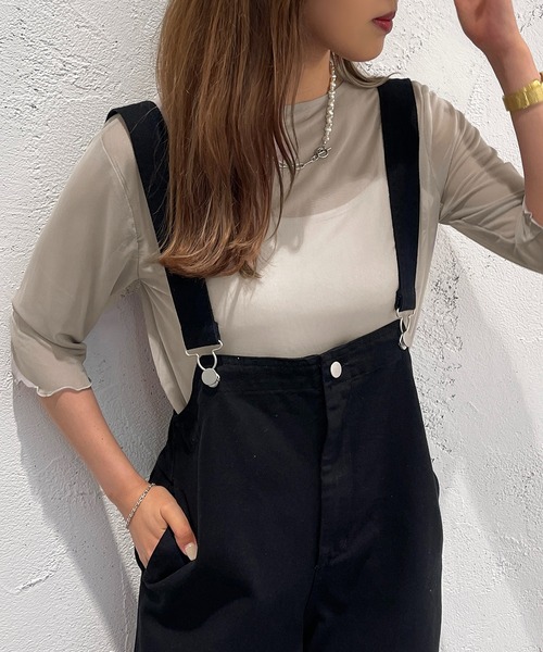 apres jour mignon(アプレジュールミニョン)の「クルーネックシアーインナー【ZOZOTOWN限定アイテム】(Tシャツ/カットソー・レディース・ピンク/オレンジ/パープル/ライトグレー/グリーン/ライトブルー/ブラック・X-LARGE/フリー)」の14枚目の写真