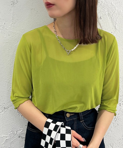 apres jour mignon(アプレジュールミニョン)の「クルーネックシアーインナー【ZOZOTOWN限定アイテム】(Tシャツ/カットソー・レディース・ピンク/オレンジ/パープル/ライトグレー/グリーン/ライトブルー/ブラック・X-LARGE/フリー)」の18枚目の写真