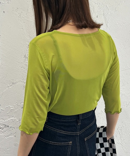 apres jour mignon(アプレジュールミニョン)の「クルーネックシアーインナー【ZOZOTOWN限定アイテム】(Tシャツ/カットソー・レディース・ピンク/オレンジ/パープル/ライトグレー/グリーン/ライトブルー/ブラック・X-LARGE/フリー)」の20枚目の写真