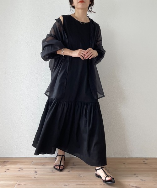 wee9s（ウィークス）の「relax tiered one piece / リラックスティアードワンピース（ワンピース・レディース・アイボリー/ブルー/ブラウン/ブラック・FREE）」の17枚目の写真