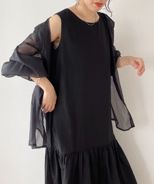 wee9s（ウィークス）の「relax tiered one piece / リラックスティアードワンピース（ワンピース・レディース・アイボリー/ブルー/ブラウン/ブラック・FREE）」の19枚目の写真