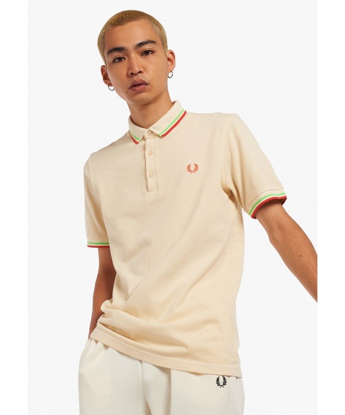 FRED PERRY ベージュ ポロシャツ　Lサイズ フューズ FUSE 【FRED PERRY（フレッドペリー）】ツインティップ