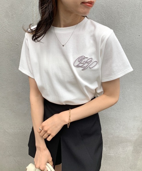 OLIVE des OLIVE（オリーブデオリーブ）の「オーガンジーリボン付Ｔシャツ（Tシャツ/カットソー・レディース・ブラック/オフホワイト/サックスブルー・FREE）」の8枚目の写真