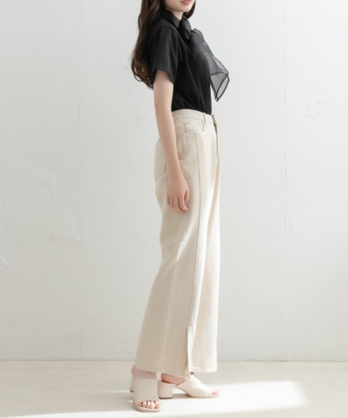 OLIVE des OLIVE（オリーブデオリーブ）の「オーガンジーリボン付Ｔシャツ（Tシャツ/カットソー・レディース・ブラック/オフホワイト/サックスブルー・FREE）」の11枚目の写真